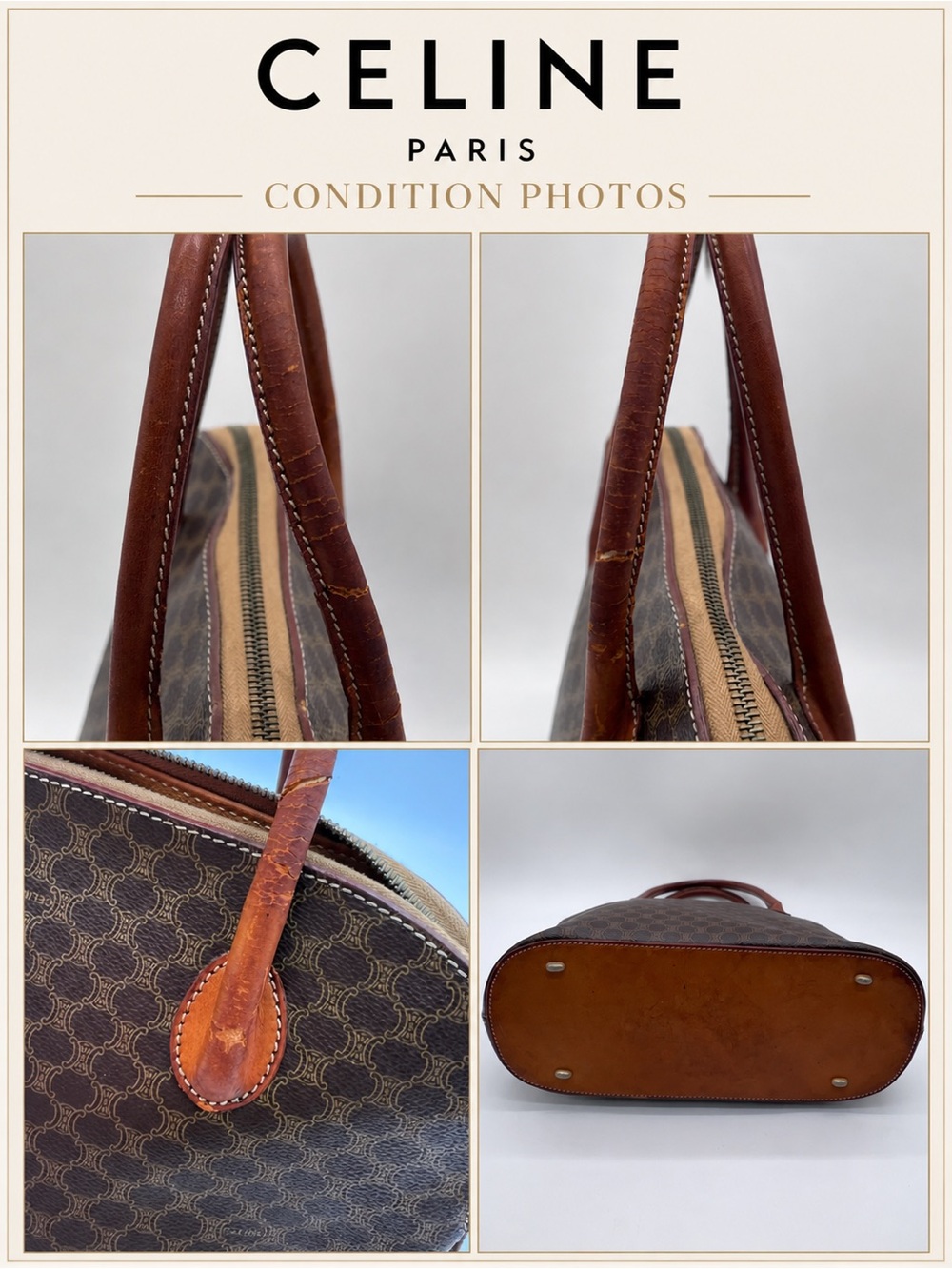 Authentic Celine Macadam Vintage Bag MC96 Top Handle Made in Italy - Picture 12 of 16